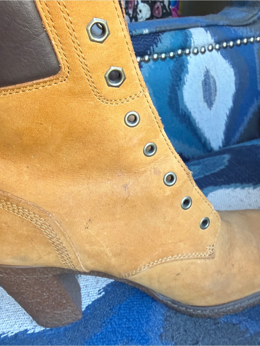 Timberland Women's Tan Leather Lace-Up Heeled Boots - Picture 7 of 10